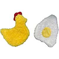 Piggy Poo and Crew Chicken and Egg Crinkle Squeaker Fetch Toys for Dogs Puppies Small Animals