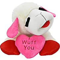 Multipet International Lamb Chop Jumbo Holding an I Wuff You Heart Dog Toy