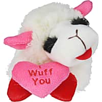 Multipet International Lamb Chop Holding an I Wuff You Heart Dog Toy