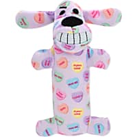 Multipet International Conversation Heart Pattern with Loofa Dog Pastel Pink Dog Toy