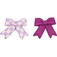 YOULY Purple Checkers Slide-On Collar Bow Set
