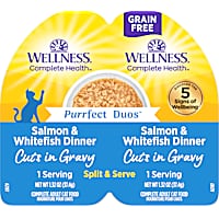 Wellness Complete Health Purrfect Duos Cuts in Gravy Salmon & Whitefish Recipe Adult Wet Cat Food