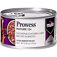Nulo Prowess Mature 12+ for Senior Cats Chicken & Chicken Liver Shreds in Broth Cat Food