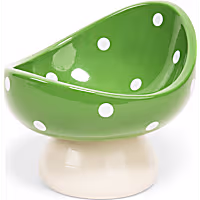 EveryYay Ceramic Pedestal Painted Mushroom Cat Bowl