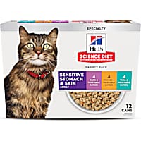 Hill's Science Diet Adult Sensitive Stomach & Sensitive Skin Chicken, Tuna & Duck Wet Cat Food Variety Pack