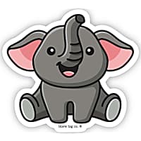 Blank Tag Stickers Sitting Elephant Vinyl Sticker