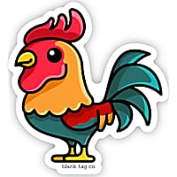 Blank Tag Stickers Rooster Vinyl Sticker
