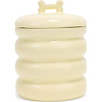 EveryYay Ceramic Cream Paw Print Treat Jar for Dogs
