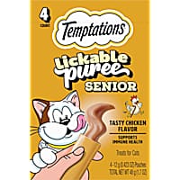 Temptations Creamy Puree Senior Lickable Tasty Chicken Flavor Cat Treats