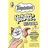 Temptations Creamy Puree Kitten Lickable Tasty Chicken Flavor Cat Treats