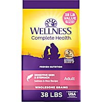 Wellness Complete Health Sensitive Skin & Stomach, Salmon and Rice Recipe Natural Adult Dry Dog Food