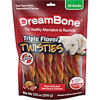 DreamBone Triple Flavor Twisties Rawhide-Free Made with Real Beef, Pork & Chicken Dog Chews