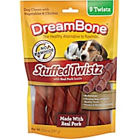 DreamBone Stuffed Twistz Rawhide-Free with Pork-Flavor Chew Inside for Dogs