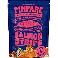 Finfare Freeze Dried Smoked Salmon Skin Strip, Crafted in USA Dog Treats