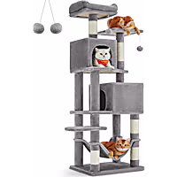 SONGMICS HOME Cat Tree Tower - 61-Inch Multi-Level Cat Condo with Scratching Posts, Perches, Hammock, Caves & Toys