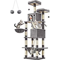 SONGMICS HOME 81.1-Inch Cat Tree Condo - Multi-Level Tower with Scratching Posts, Hammock, Basket, Perches & Caves