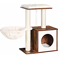 SONGMICS HOME 33.1-Inch Cat Tower - Large Cat Condo with Perch, 2 Caves & Scratching Post, for Cats up to 16 lbs