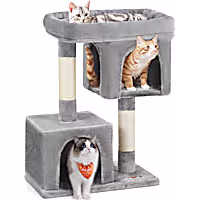 SONGMICS HOME 33-Inch Cat Tower with Perch, Scratching Post and Ramp