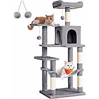 SONGMICS HOME 56.3-Inch Cat Tower for Indoor Cats with 4 Scratching Posts, 2 Perches, Hammock, and Cave
