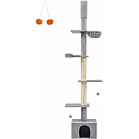 SONGMICS HOME 37.8-Inch Multi-Level Cat Condo with Scratching Post and Ramp, Cat Basket