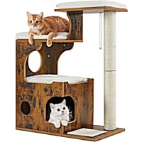 SONGMICS HOME 33.9-Inch Modern Cat Tower with Cave, 3 Perches, Scratching Post, Mat & Washable Cushions