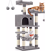 SONGMICS HOME 44.1-Inch Cat Tower - Multi-Level Cat Tree Condo with 11 Scratching Posts, 2 Perches, Hammock & Cave