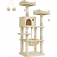 SONGMICS HOME 56.3-Inch Cat Tower - Multi-Level Cat Tree Condo with 11 Scratching Posts, 2 Perches, Hammock & Cave