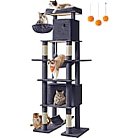 SONGMICS HOME 79.1-Inch XXL Cat Tower with Platform, Basket, 2 Caves, 2 Hammocks & Safety Anti-Tip Kit