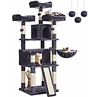 SONGMICS HOME 66.5-Inch Cat Tree for Large Cats with 2 Caves, 3 Plush Perches, Scratching Posts & Activity Center
