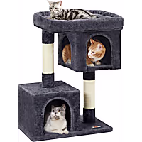 SONGMICS HOME 33.1-Inch Large Cat Tower with 2 Caves, Scratching Post & Spacious Perch for Cats up to 16 lb