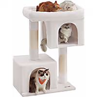 SONGMICS HOME 39.8-Inch XL Cat Tower with Spacious Perch, 2 Caves & Scratching Post, for Cats up to 44 lbs
