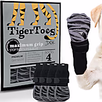 DOK TigerToes Classic Grey Premium Non-Slip Dog Socks