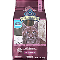 Blue Buffalo Wilderness High-Protein & Grain-Free Natural Ingredients, Salmon Dry Food for Mature 7+ Adult Cats