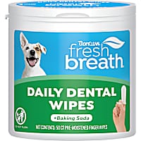 TropiClean Fresh Breath Finger Wipes for Plaque & Tartar Removal + Baking Soda, Dog Teeth Cleaning Dental Wipes