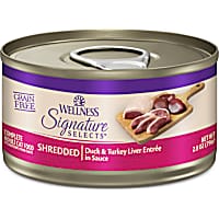 Wellness CORE Grain Free Duck & Turkey Liver Signature Selects Shredded Adult Wet Cat Food