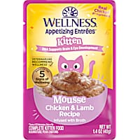 Wellness Appetizing Entrees Protein-Rich, Grain Free Chicken & Lamb Recipe Kitten Mousse Wet Food