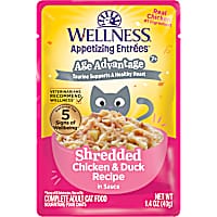 Wellness Appetizing Entrees Protein-Rich Chicken & Duck Recipe Age Advantage Shredded Wet Cat Food