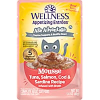 Wellness Appetizing Entrees Tuna, Salmon, Cod & Sardine Recipe Age Advantage Mousse Wet Cat Food