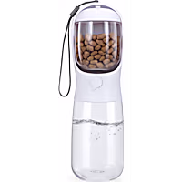 HANAMYA 2-in-1 Portable Dog Water Bottle with Food Container, Leak-Proof Travel Dispenser for Pets