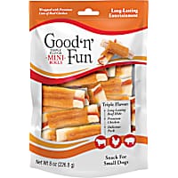 Good 'n' Fun Triple Flavor Mini Rolls for Small Dogs, Treat Your Dog to Long-Lasting Chews