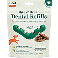 Woof Bite n' Brush Dog Toothbrush Toy Refills, Plaque & Tartar Dental Chews for Dog Treats