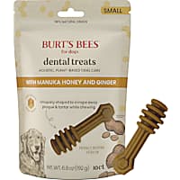 Burt's Bees Peanut Butter w/ Manuka Honey & Ginger, Holistic, Plant-based Oral Care Small Pets Dental Treats for Dogs