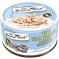 Fussie Cat Mousse Tuna w/ Pumpkin in Goat Milk Mousse and Shreds Kitten Food