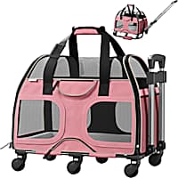 Katziela Luxury Rider Pro Removable Wheels & Double Telescopic Handle Airline-Compliant Dog & Cat Carrier