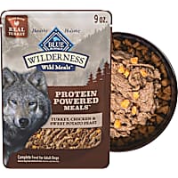 Blue Buffalo Wilderness Wild Meals Protein Powered Meals, Turkey, Chicken & Sweet Potato Feast Adult Wet Dog Food
