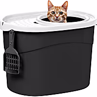 Iris Round Top Entry Cat Litter Box & Scoop