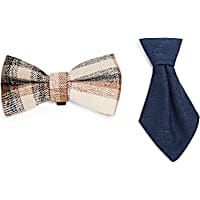Petco Plaid Tie & Bowtie Slide-On Collar Accessories