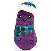 Petco Holiday Plaid Scarf and Hat Eggplant Plush Dog Toy