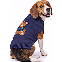 Petco Holiday Navy Teddy Bear Knit Pet Sweater