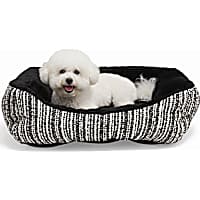 Petco Black/White Plush Groove Cuddler Dog Bed